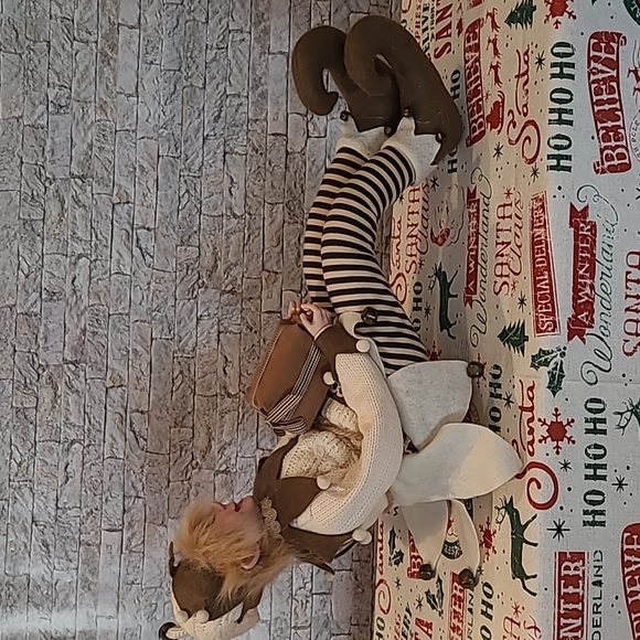 Artic Holiday 24" Sitting Christmas Elf Holding a Christmas Present - Picture 3 of 6